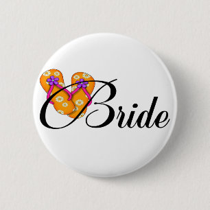 Bride Flip Flop Oranje Ronde Button 5,7 Cm