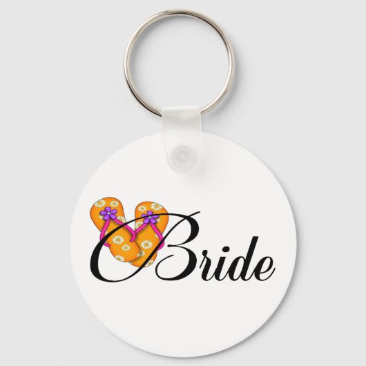Bride Flip Flop Oranje Sleutelhanger (Voorkant)