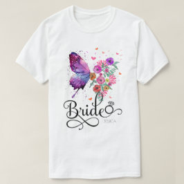 Bride Floral Boho Butterfly Name T-Shirt