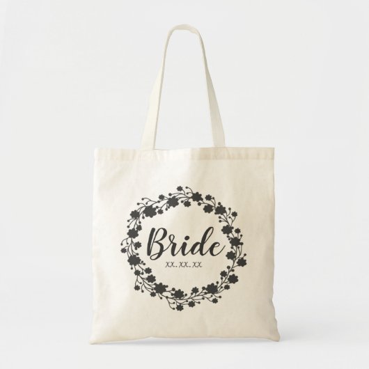 Bride Floral met aangepaste datum Tote Bag (Voorkant)