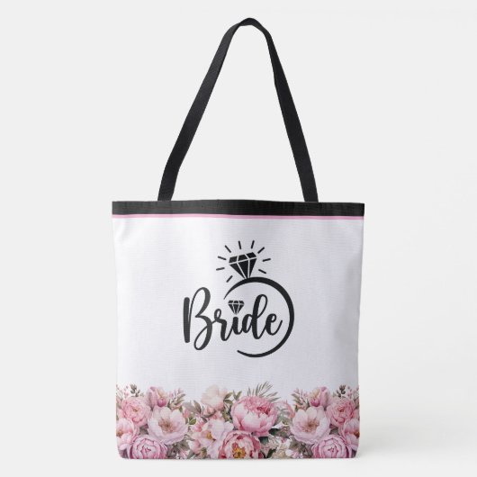 Bride Floral Peonies Imprimer Sac fourre-tout (Devant)
