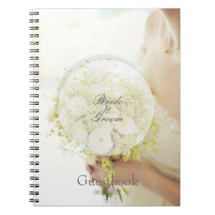 Bride flower bouquet bewerkbaar huwelijksgastenboe notitieboek