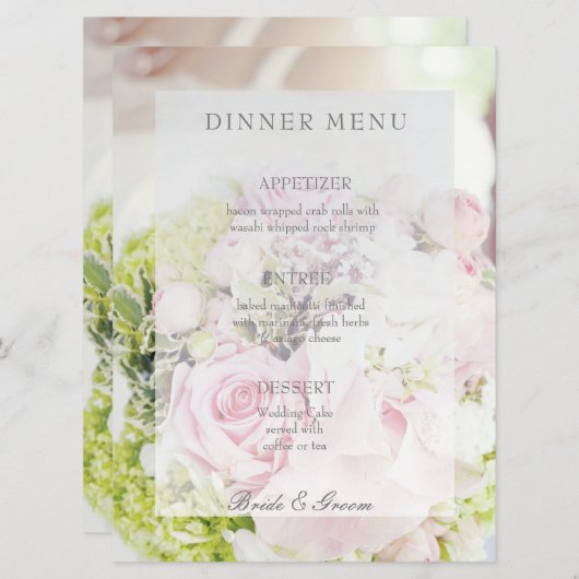 Bride Flower Bouquet modifiable menu mariage (Devant / Derrière)