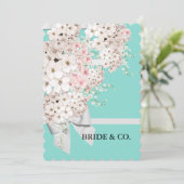 BRIDE Flowers & Lattice Blauwgroen Blue Shower Par Kaart (Staand voorkant)