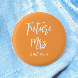 Bride Future Mrs. Oranje White Ronde Button 3,2 Cm