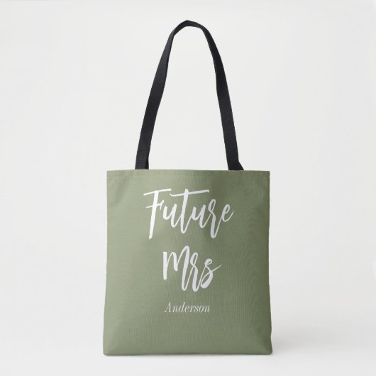 Bride Future Mrs Sage Green Canvas tas (Voorkant)