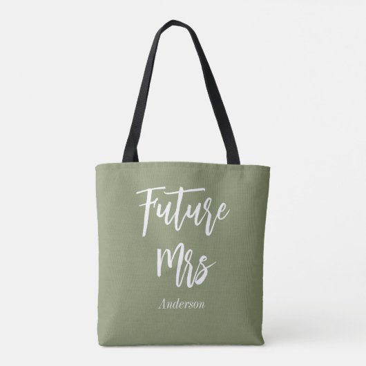Bride Future Mrs Sage Green Canvas tas (Achterkant)