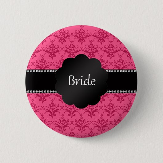 Bride geeft roze vodder ronde button 5,7 cm (Voorkant)