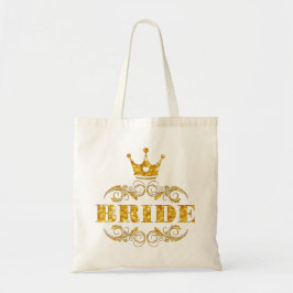 Bride Glitter Golden over aangepaste achtergrond Tote Bag