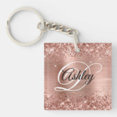Bride Glittery Roos Gold Fancy Monogram Sleutelhanger (Voorkant)