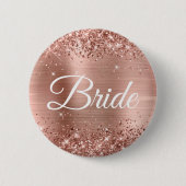 Bride Glittery Roos Gold Foil Ronde Button 5,7 Cm (Voorkant)