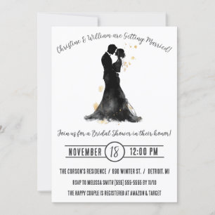 Bride & Goom silhouet, monochroom Vrijgezellenfees Kaart