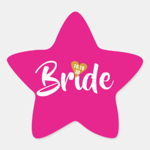 Bride Gouden Datum Hart Persoonlijk Ster Sticker