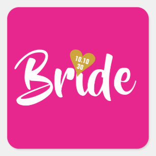Bride Gouden Datum Hart Persoonlijk Vierkante Sticker