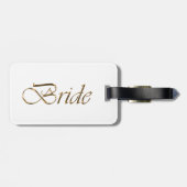 Bride, gouden schrift elegant chic white bagagelabel (Achterkant horizontaal)