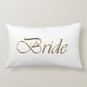 Bride, gouden schrift elegant chic white kussen