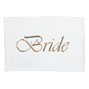 Bride, gouden schrift elegant chic white kussensloop