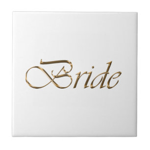 Bride, gouden schrift elegant chic white tegeltje