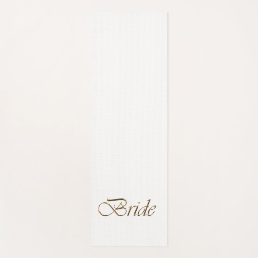 Bride, gouden schrift elegante witte kerkbruiloft yogamat (Voorkant)