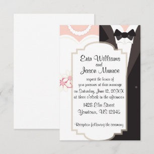 Bride Gown en Groom Tux Uitnodiging