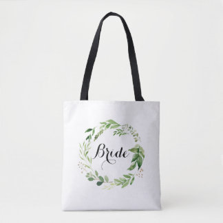 Bride Greenery Wedding Tas Waterverf Wreath