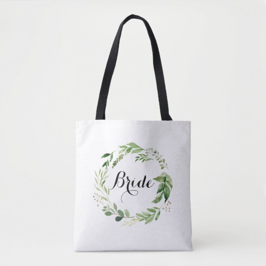 Bride Greenery Wedding Tas Waterverf Wreath (Voorkant)