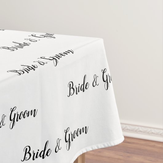 Bride Groom Black White Typografie Tafelkleed (Voorbeeld)
