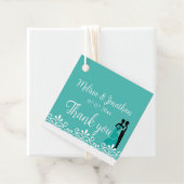 Bride Groom Blauwgroen White Elegant Wedding Dank  Bedankjes Labels (In situ)