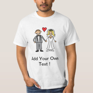 Bride & Groom Cartoon - voeg uw eigen bericht toe T-shirt