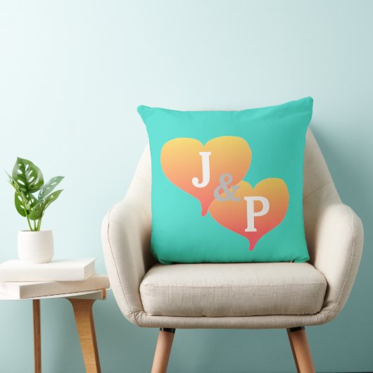 Bride Groom Coral Turquoise Coussin réversible (Chaise)