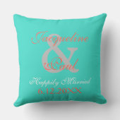 Bride Groom Coral Turquoise Coussin réversible (Verso)