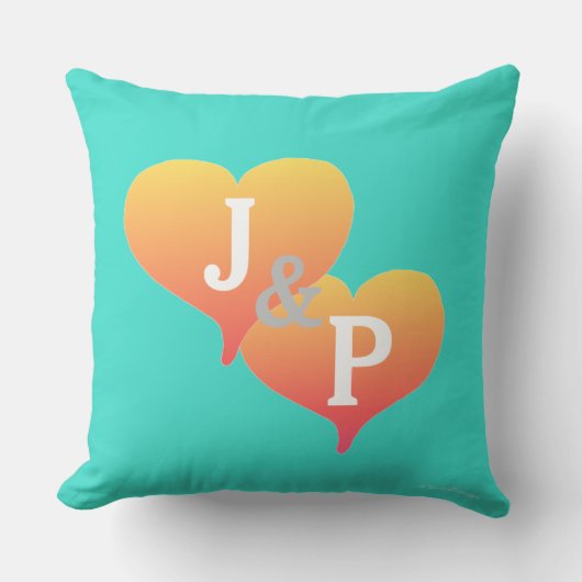 Bride Groom Coral Turquoise Coussin réversible (Recto)