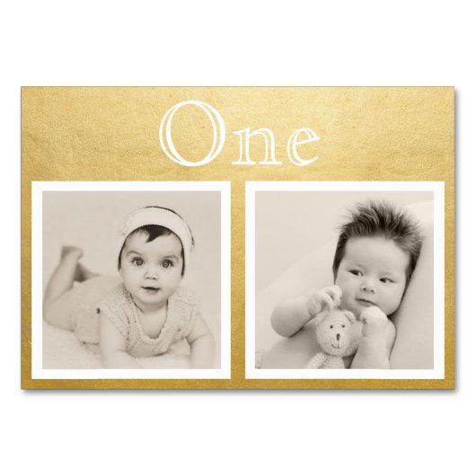 Bride Groom Custom Age Gold Table Number Kaart (Voorkant)