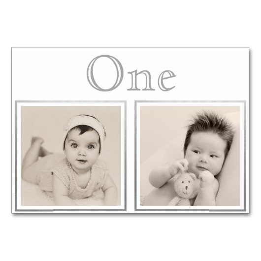 Bride Groom Custom Age Silver Table Number Kaart (Achterkant)