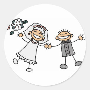Bride Groom die een gelukkig paar glimlacht Ronde Sticker