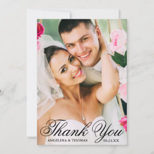 Bride & Groom Elegant Wedding Foto Bedankkaart