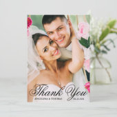 Bride & Groom Elegant Wedding Foto Bedankkaart (Staand voorkant)