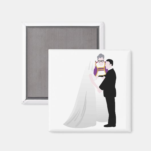 Bride, Groom en Ambtenaar Magneet (Voorkant / Achterkant)
