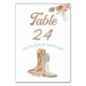 Bride & Groom Floral Boots Cowboy Table Numbers Kaart (Achterkant)