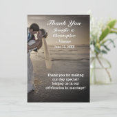 Bride & Groom Grayed Sunset Beach Kaart (Staand voorkant)