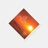 Bride Groom Monogram Date Beach Wedding Sunset Nap Servet (Hoek)