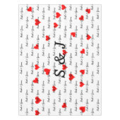 Bride Groom Monogram Typografie Red Hearts Tafelkleed (Voorkant)