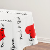 Bride Groom Monogram Typografie Red Hearts Tafelkleed (Voorbeeld)