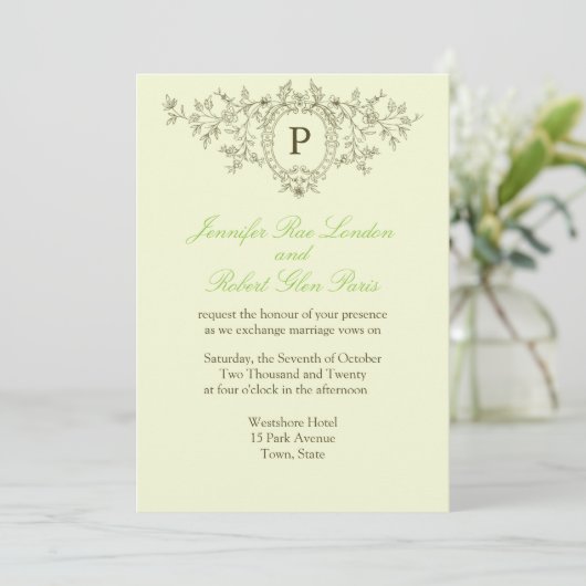 Bride Groom Monogram Weddenschap Kaart (Staand voorkant)