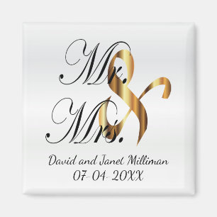 Bride & Groom   Mr & Mrs Wedding Keepsake Magneet