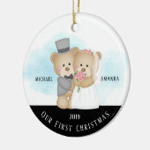 Bride & Groom ons eerste kerstfeest Keramisch Ornament (Links)