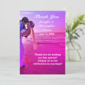 Bride & Groom Paars Sunset Beach Hartelijk dank Kaart (Staand voorkant)