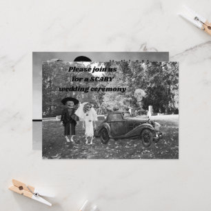 Bride Groom Scary Wedding Invitation Kaart