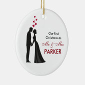 Bride groom silhouette kerstboomversiering keramisch ornament (Rechts)