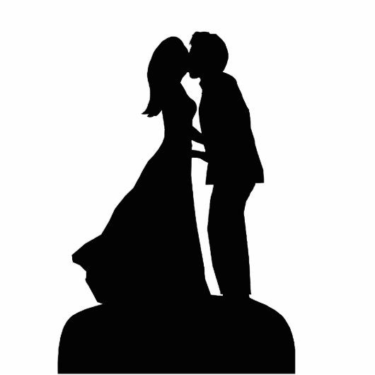 Bride & Groom Silhouette Kissing Wedding Staand Fotobeeldje (Voorkant)